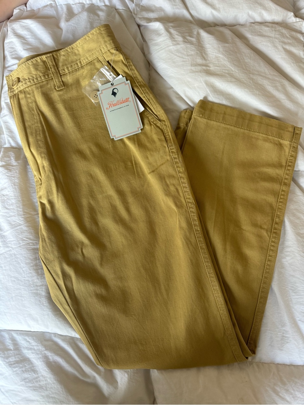 Hallstatt Mustard Yellow Straight-Leg Cotton Pants 34/32